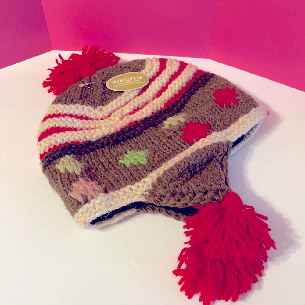 Winter Hat Crochet Knit Fleece Cap with Ear Flap for Girls